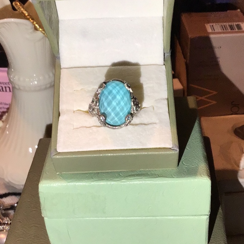 JUDITH RIPKA TURQUOISE DOUBLET & DIAMONIQUE RING
